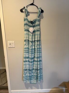 Light Teal Tie-Dye Maxi Sundress
